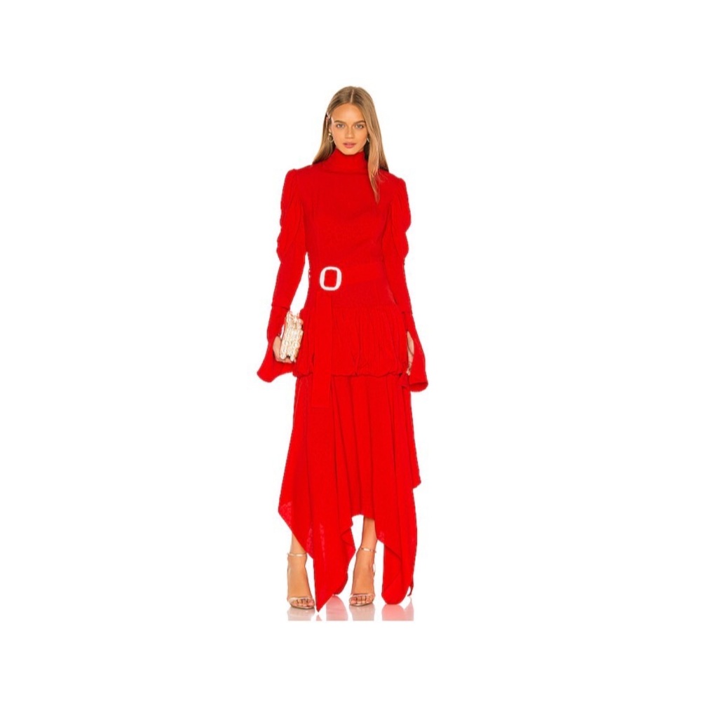 Materiel Runway Belted Gown Dress Size Med Red